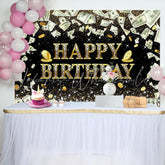 Lofaris Dollar Bill Money Gold Glitter Birthday Backdrop